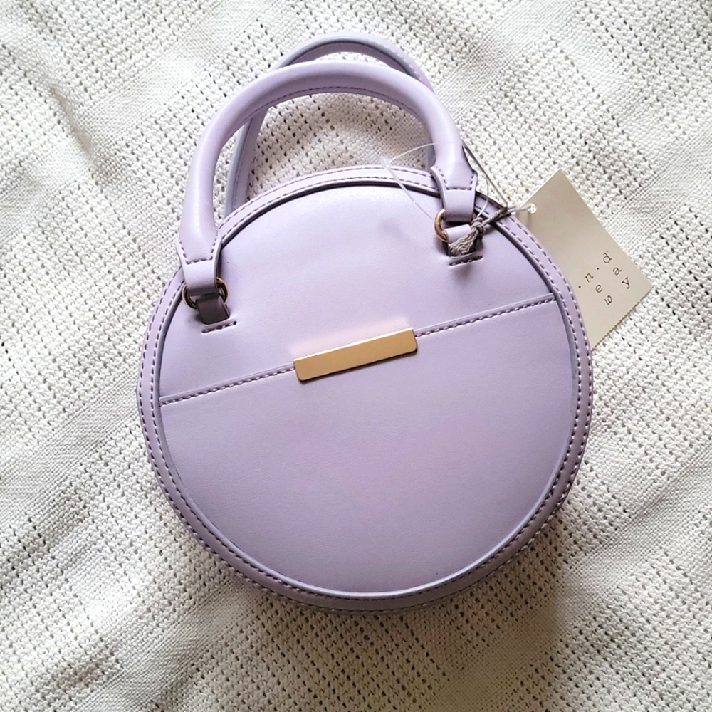 A New Day Lilac Crossbody Circular Round Box Bag Purse Clutch w R…